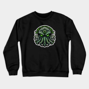 Green monster with evil eyes Crewneck Sweatshirt